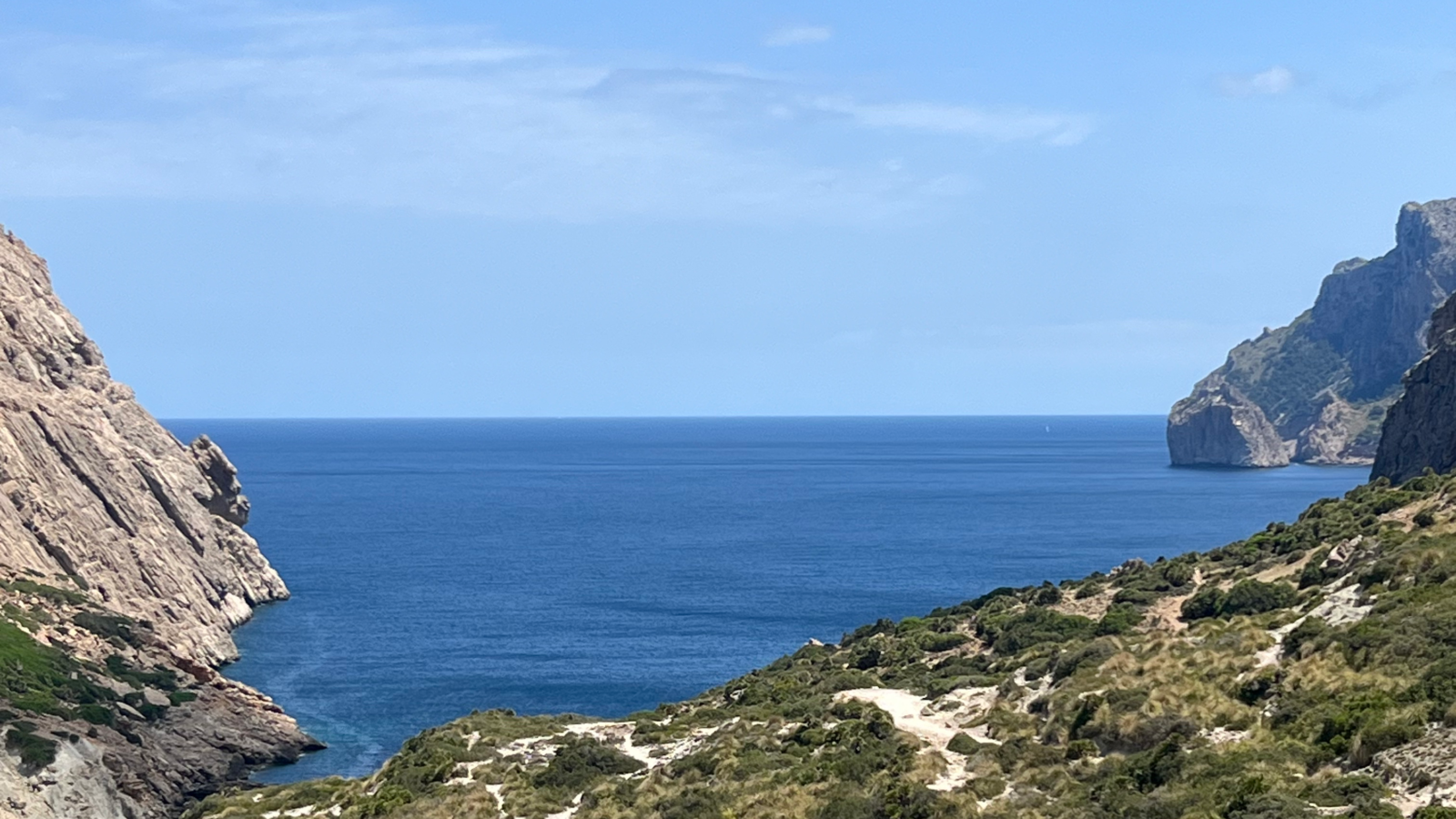 Hikers in the Bóquer valley near Port de Pollença, a classic winter walk in Pollensa