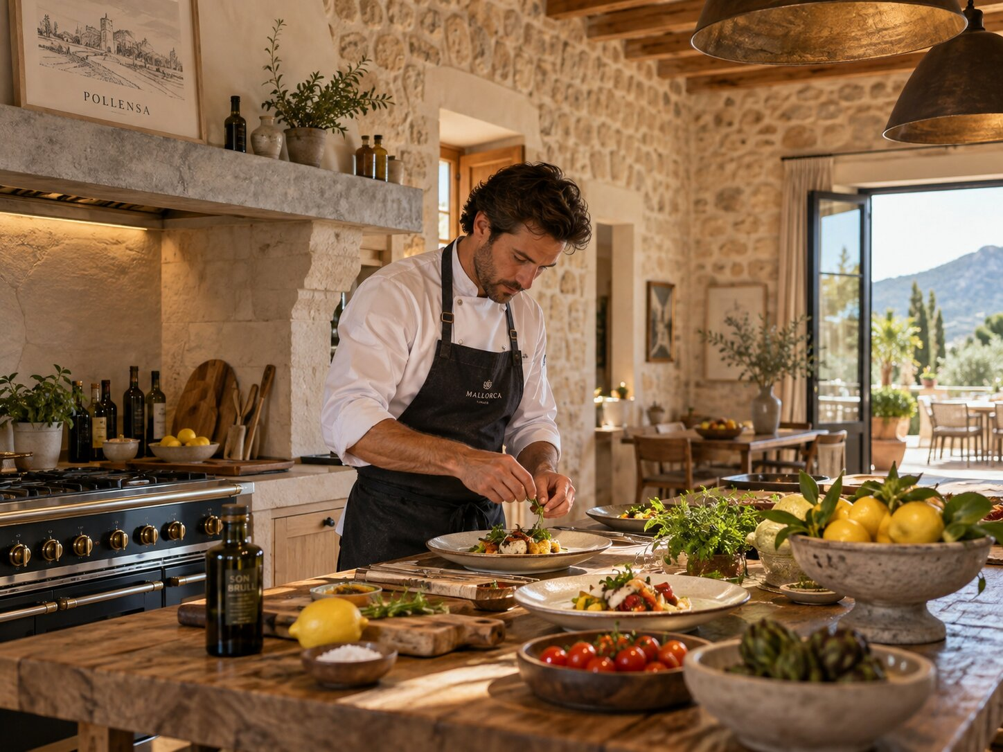 Private chef preparing dinner at a luxury villa in Pollensa